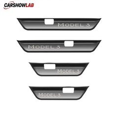 4pc Door Sill Scuff Plate Cover for 2024 Tesla Model 3 Highland - Premium Steel - Tesla Interior Accessories > Doors >