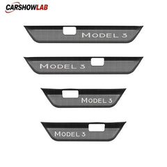 4pc Door Sill Scuff Plate Cover for 2024 Tesla Model 3 Highland - Premium Steel - Tesla Interior Accessories > Doors >