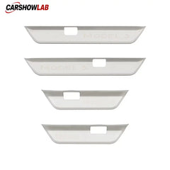 4pc Door Sill Scuff Plate Cover for 2024 Tesla Model 3 Highland - Premium Steel - Tesla Interior Accessories > Doors >