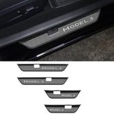 4pc Door Sill Scuff Plate Cover for 2024 Tesla Model 3 Highland - Premium Steel - Tesla Interior Accessories > Doors >