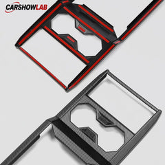 Carbon Fiber Cup Holder Panel for Cybertruck - Premium Interior Protection Trim - Matte Carbon Fiber - Tesla Interior