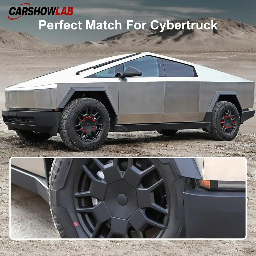 Cybertruck Wheel Center Caps & Lug Nut Covers - Rust Protection Heptagonal 4pcs - Tesla Exterior Accessories > Wheel >