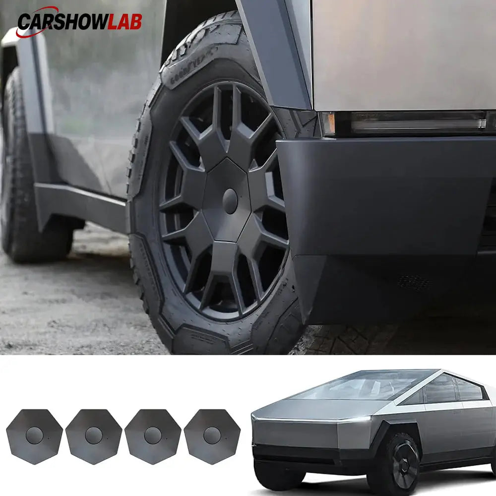 Cybertruck Wheel Center Caps & Lug Nut Covers - Rust Protection Heptagonal 4pcs - Tesla Exterior Accessories > Wheel >