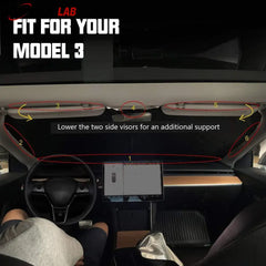 Front Windshield Sunshade for Tesla Model 3/Y/S/X - Foldable Heat Blocker - Tesla Interior Accessories > Front