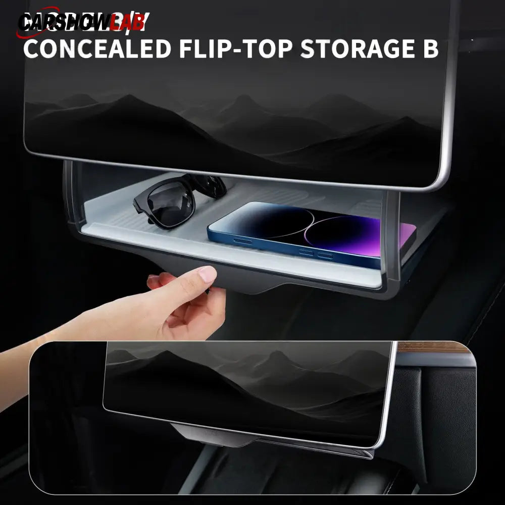 Hidden Center Screen Storage Box for Tesla Model 3 Y | Lower Console Organizer - Tesla Interior Accessories > Center