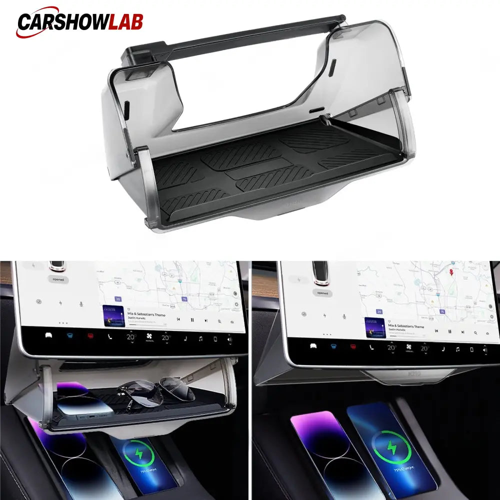 Hidden Center Screen Storage Box for Tesla Model 3 Y | Lower Console Organizer - Tesla Interior Accessories > Center