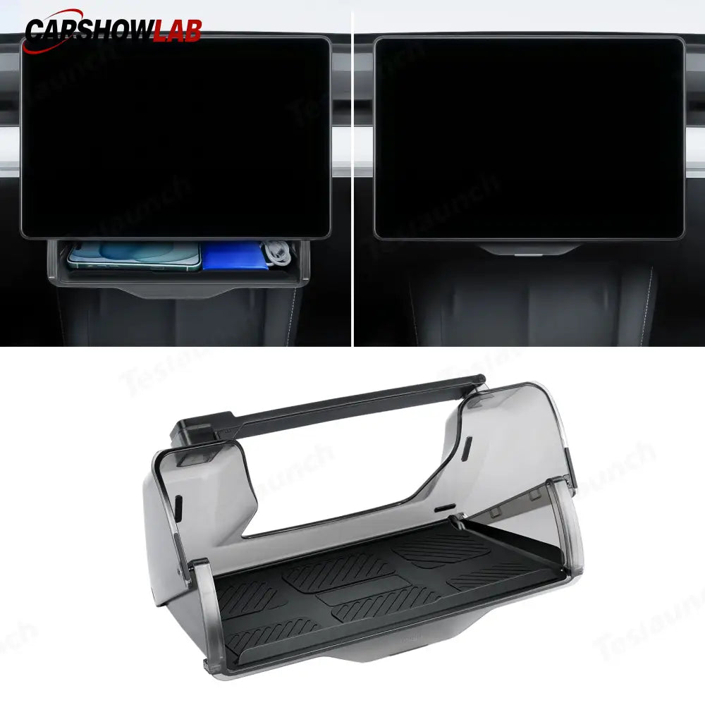 Hidden Center Screen Storage Box for Tesla Model 3 Y | Lower Console Organizer - Tesla Interior Accessories > Center
