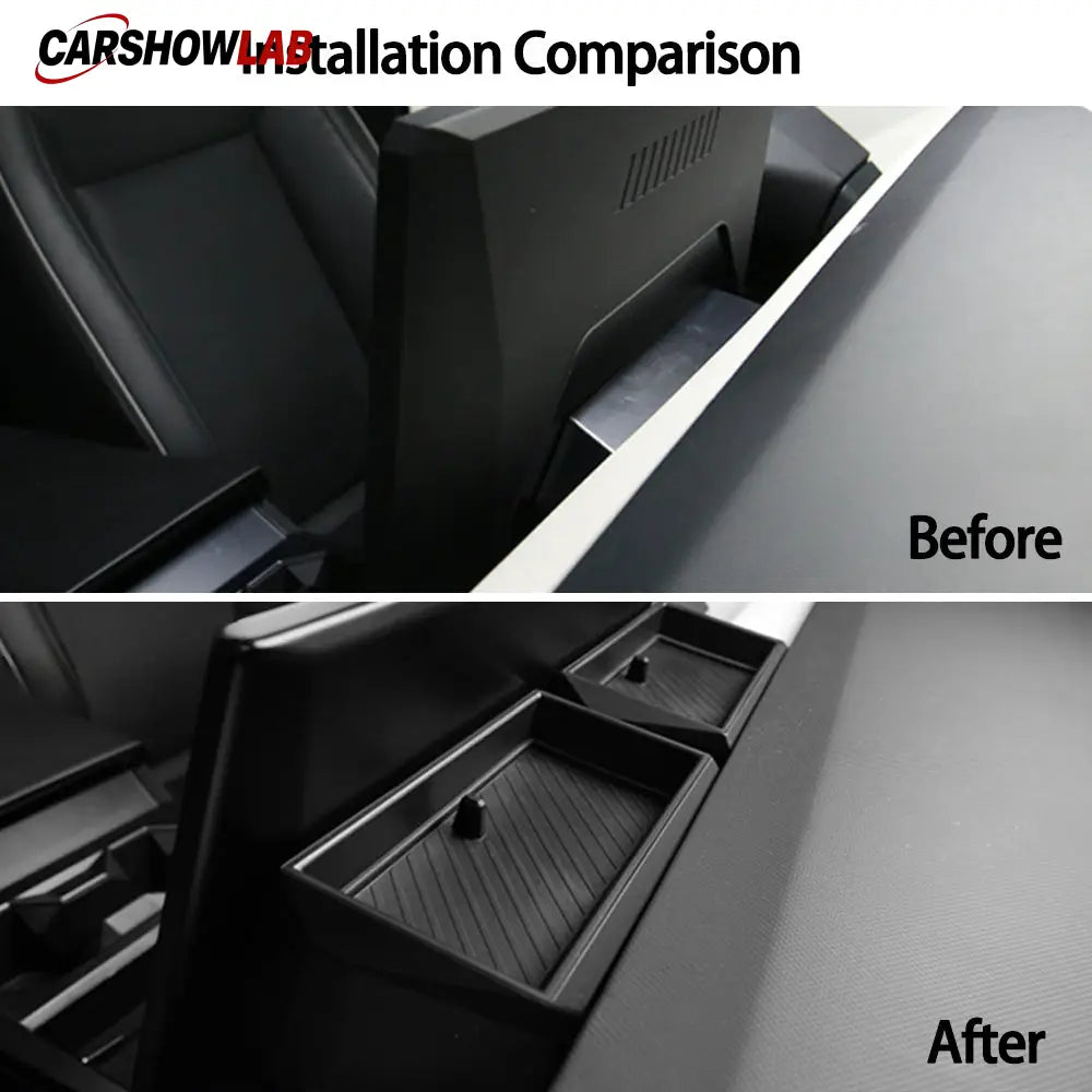 Hidden Storage Organizer for Tesla Cybertruck Behind Screen Console (Set of 2) - Tesla Interior Accessories > Dashboard