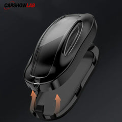 Luxury Tesla Key Fob Protector - Zinc Alloy & Leather for Model 3 Y S X - Tesla Exterior Accessories > Remote Key Cover