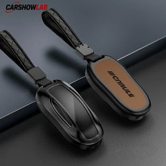 Luxury Tesla Key Fob Protector - Zinc Alloy & Leather for Model 3 Y S X - Tesla Exterior Accessories > Remote Key Cover