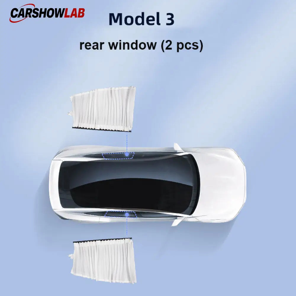 Sliding Privacy Sunshade for Tesla Model 3 & Y - Track Mount Window Curtain - Tesla Interior Accessories > Side Windows