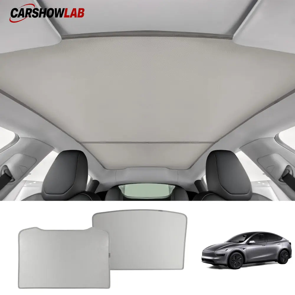 Split Glass Roof Sunshade for Tesla Model Y Juniper 2025+ | No-Sag UV Shield - Tesla Interior Accessories > Sunroof >