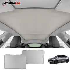 Split Glass Roof Sunshade for Tesla Model Y Juniper 2025+ | No-Sag UV Shield - Tesla Interior Accessories > Sunroof >