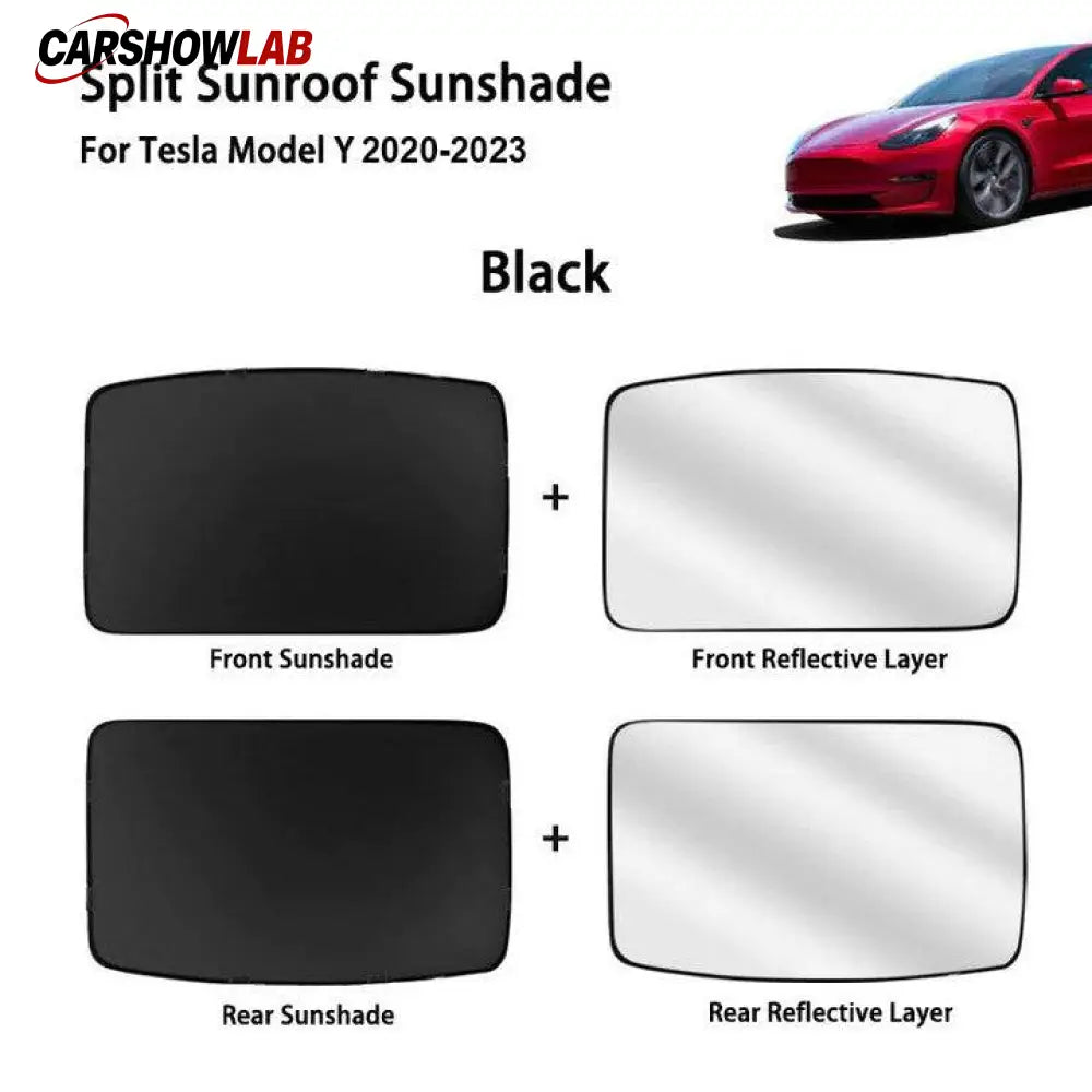 Split Sunroof Sunshade for Tesla Model Y 2020-2024 - Premium Heat Insulation - Tesla Interior Accessories > Sunroof >