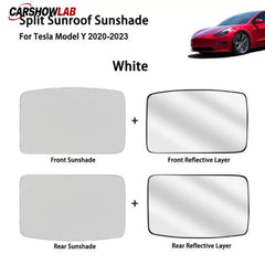Split Sunroof Sunshade for Tesla Model Y 2020-2024 - Premium Heat Insulation - Tesla Interior Accessories > Sunroof >