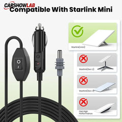 Starlink Mini DC Power Cable 10ft - 12V/24V Car Charger with On/Off Switch - Tesla Interior Accessories > Starlink