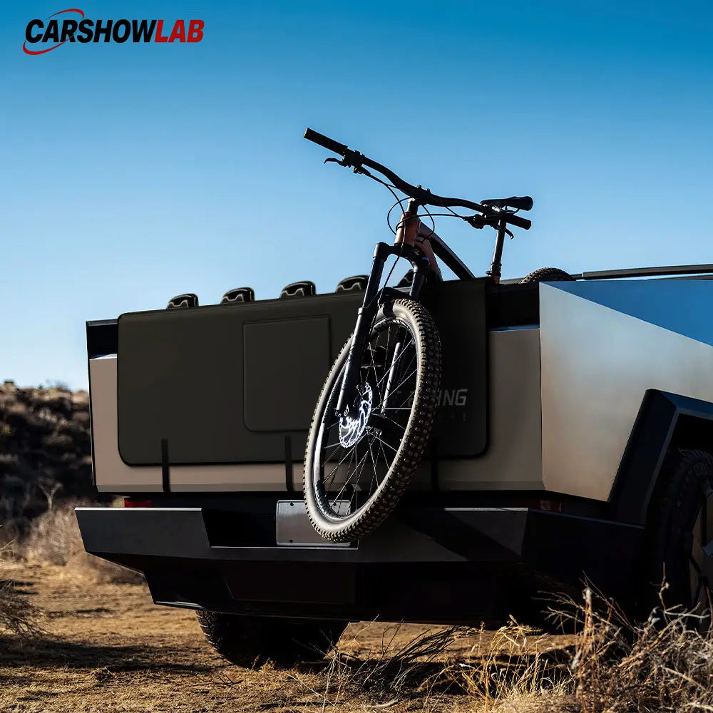 Tesla Cybertruck Tailgate Shield - Heavy Duty Bike Pad & Tool Storage - Hold 5 Bikes - Tesla Interior Accessories >