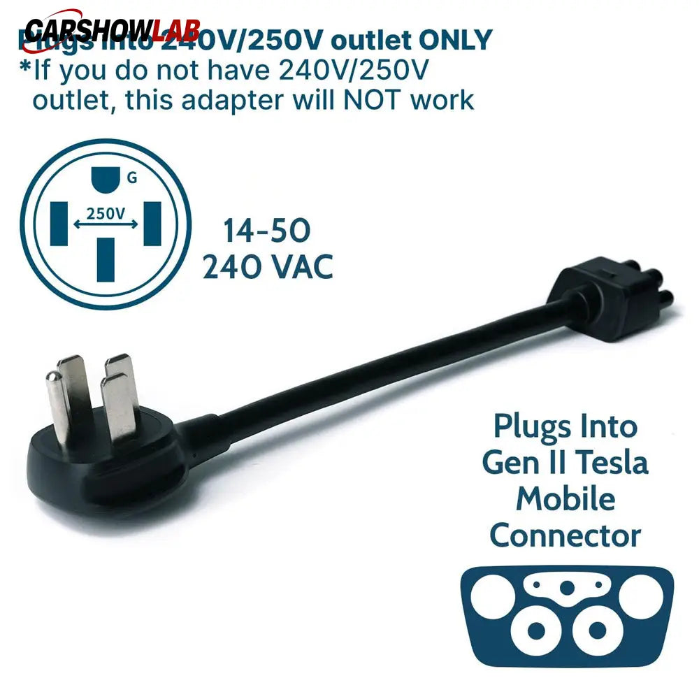 Tesla Gen 2 NEMA 14-50 Adapter - 32 Amp Mobile Connector Plug - ETL Certified - Tesla Exterior Accessories > Charger
