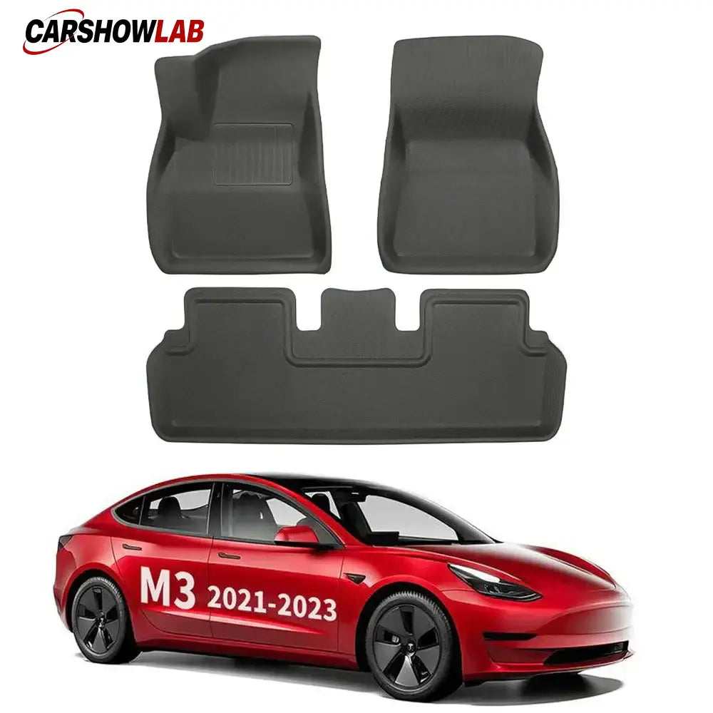 Tesla Model 3 All-Weather Floor Mats 2021-2023 - Custom XPE Interior Liners - Tesla Interior Accessories > Floor Mat