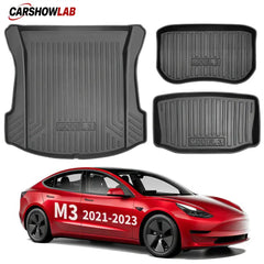 Tesla Model 3 Floor Mats 2021-2023 | Custom Fit All-Weather TPE Interior Set - Tesla Interior Accessories > Frunk Trunk