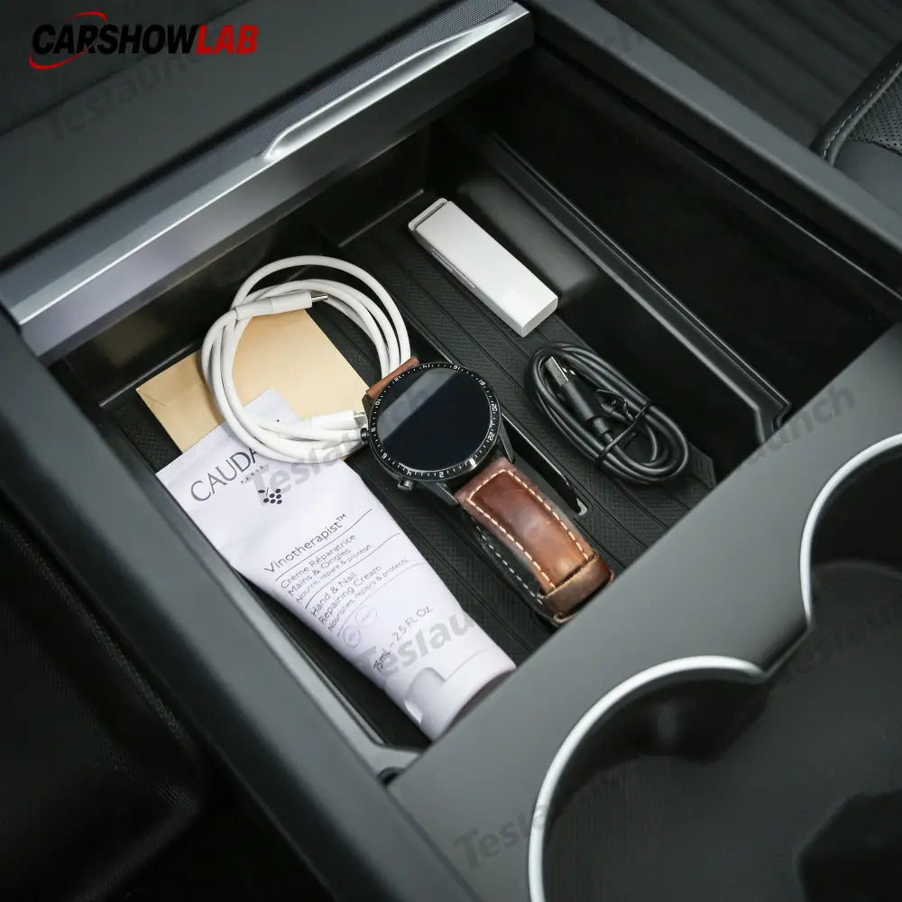Tesla Model 3 Highland 2024+ Center Console Storage Box - Anti-Slip TPE Tray - Tesla Interior Accessories > Center