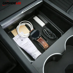Tesla Model 3 Highland 2024+ Center Console Storage Box - Anti-Slip TPE Tray - Tesla Interior Accessories > Center