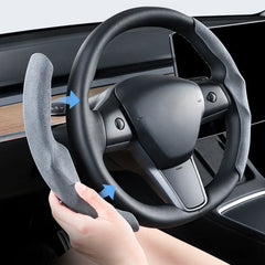 Tesla Model 3 Highland 2024 Suede Steering Wheel Cover - Premium Non-Slip Wrap - Tesla Interior Accessories > Steering