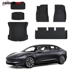 Tesla Model 3 Highland 2024+ TPE Floor Mats - Waterproof All-Weather Liners - Tesla Interior Accessories > Floor Mat