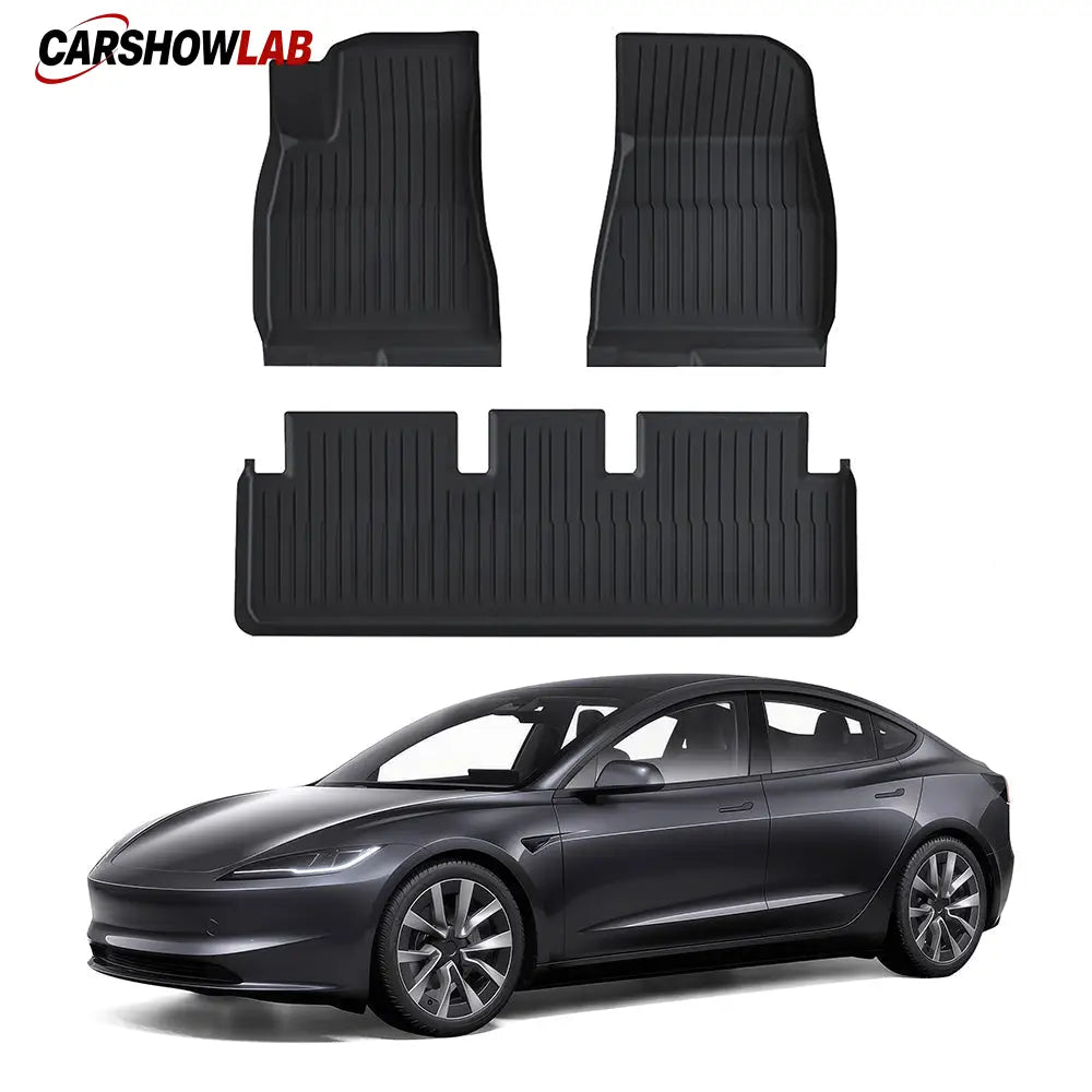 Tesla Model 3 Highland 2024+ TPE Floor Mats - Waterproof All-Weather Liners - Tesla Interior Accessories > Floor Mat