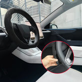 Tesla Model 3 Highland 2025+ Alcantara Steering Wheel Wrap - Custom Hand-Stitched - Tesla Interior Accessories >
