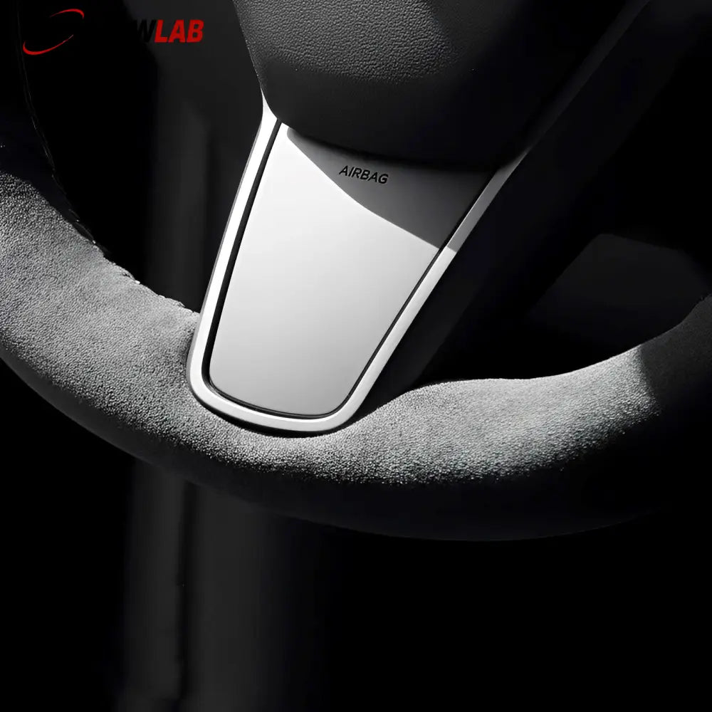 Tesla Model 3 Highland 2025+ Alcantara Steering Wheel Wrap - Custom Hand-Stitched - Tesla Interior Accessories >
