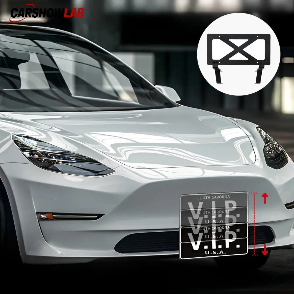 Tesla Model 3/Y Adjustable No Drill Front License Plate Holder - Aluminum - Tesla Exterior Accessories > Exterior Wrap