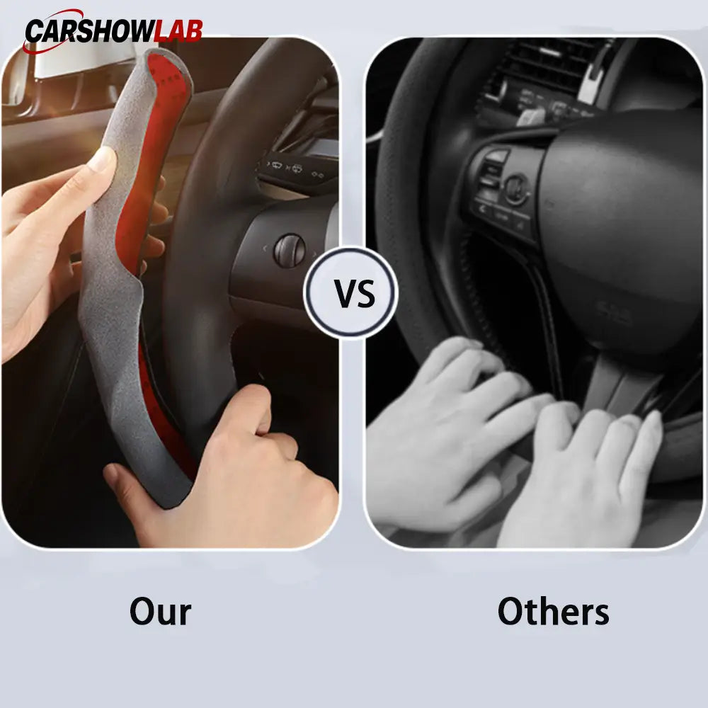 Tesla Model Y Juniper 2025 Suede Steering Wheel Wrap - Non-Slip Interior Trim - Tesla Interior Accessories > Steering