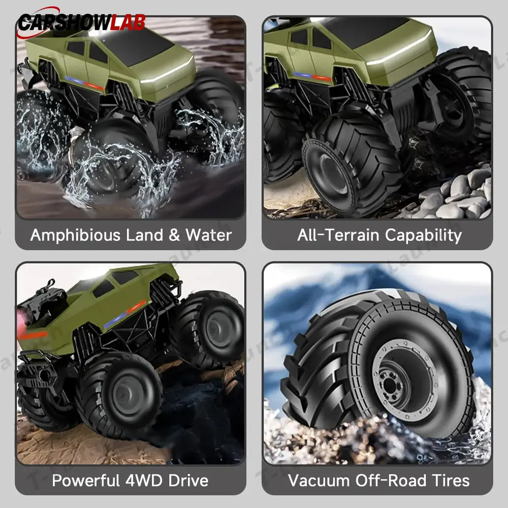 Waterproof Amphibious RC Truck - 4WD Cybertruck-Inspired Off-Road Toy Car - Tesla Exterior Accessories > Remote Car