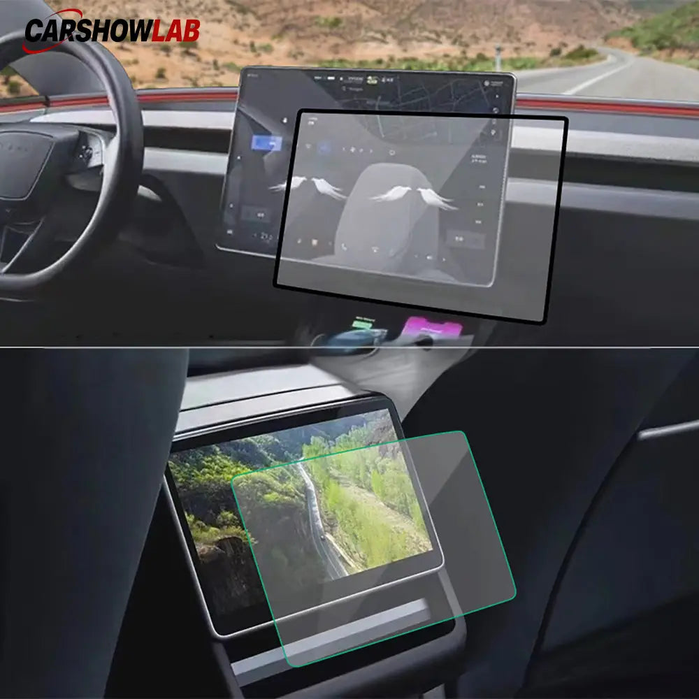 2025 Tesla Model Y Juniper Screen Protector Kit | 15.4’’ Front & 8’’ Rear Glass - HD Version / Dashboard Screen &