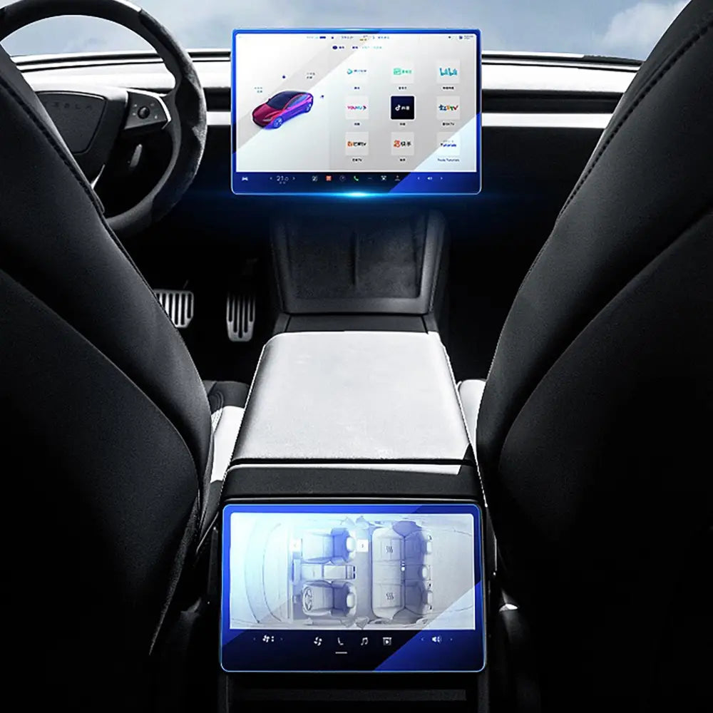 2025 Tesla Model Y Juniper Screen Protector Kit | 15.4’’ Front & 8’’ Rear Glass - HD Version / Dashboard Screen &