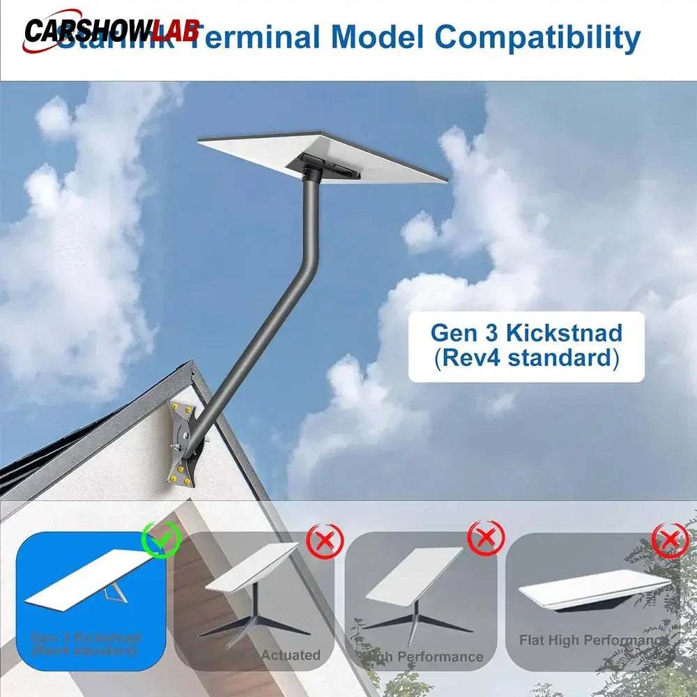 26’ Starlink Gen 3 Wall & Roof Mount | Adjustable Aluminum Satellite Bracket - Tesla Exterior Accessories > Starlink