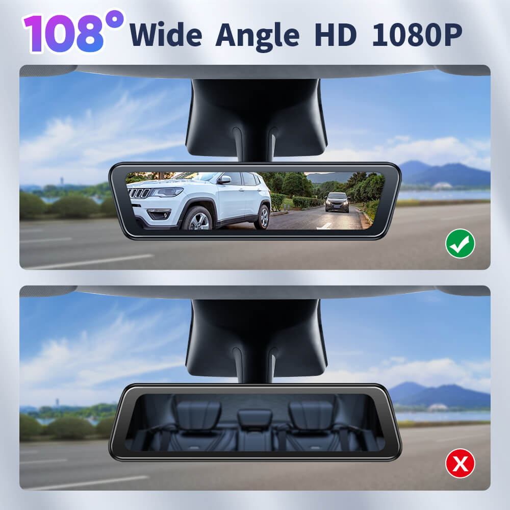 Model 3 Highland Stream Media Rearview Mirror Dual Channel Recorder Dashcam Rear View Mirror 8.2'