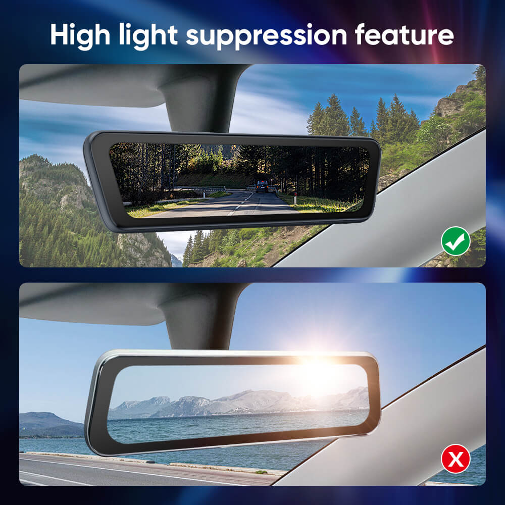 Model 3 Highland Stream Media Rearview Mirror Dual Channel Recorder Dashcam Rear View Mirror 8.2'