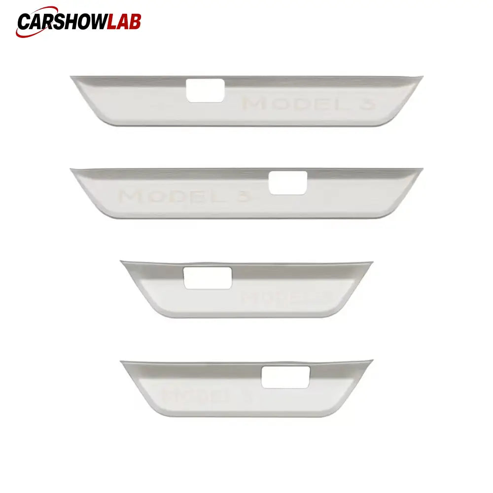 4pc Door Sill Scuff Plate Cover for 2024 Tesla Model 3 Highland - Premium Steel - Tesla Interior Accessories > Doors >