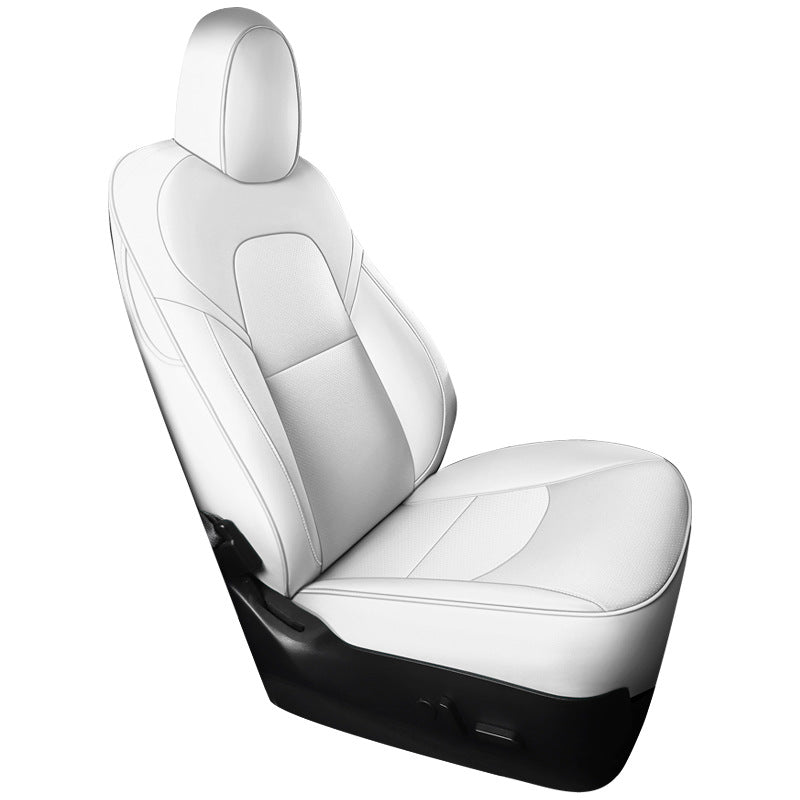 Compatible with Model 3 & Model Y Nappa Leather 3D Double-Stitched All-Season Car Seat Covers