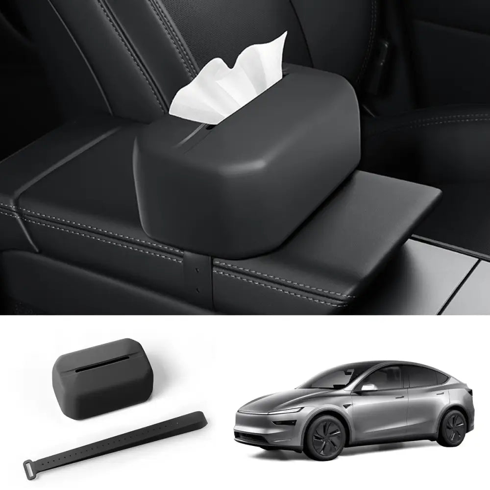 Adjustable Silicone Car Tissue Holder for Tesla Model Y Juniper 2025+ Interior - Tesla Interior Accessories > Organizer