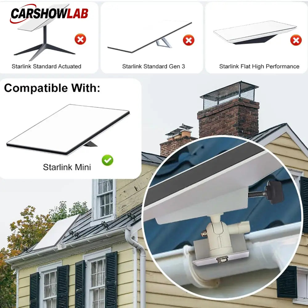 Adjustable Starlink Mini Gutter Mount | Weatherproof No-Drill Screw Bracket - Tesla Exterior Accessories > Starlink