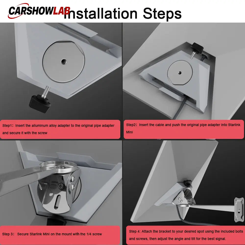 Adjustable Wall Mount for Starlink Mini - Heavy Duty Dish Mounting Bracket - Tesla Exterior Accessories > Starlink