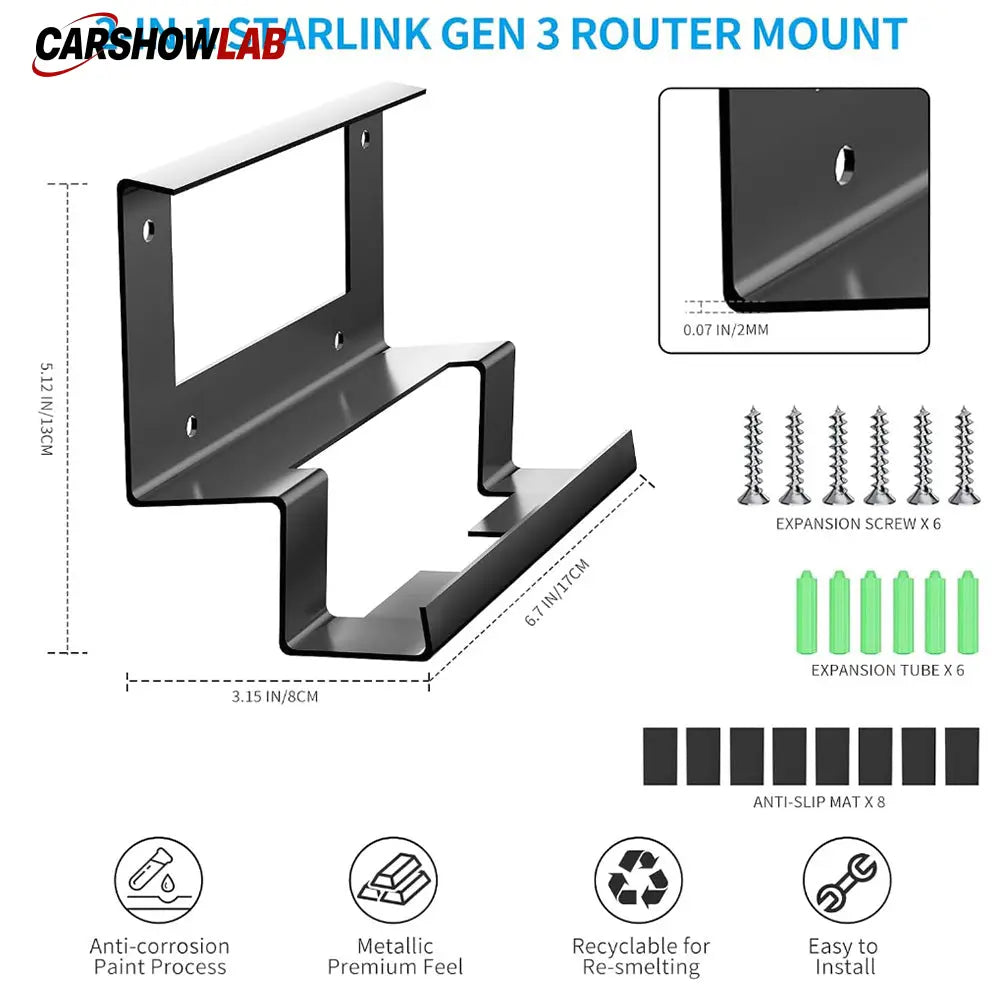 All-in-One Metal Wall Mount for Starlink Gen 3 Router & V3 Power Adapter - Tesla Interior Accessories > Starlink