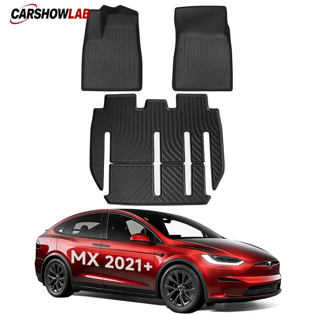 All-Weather TPE Floor Mats for Tesla Model X 2021+ | Interior & Cargo Liner Set - Tesla Interior Accessories > Floor Mat