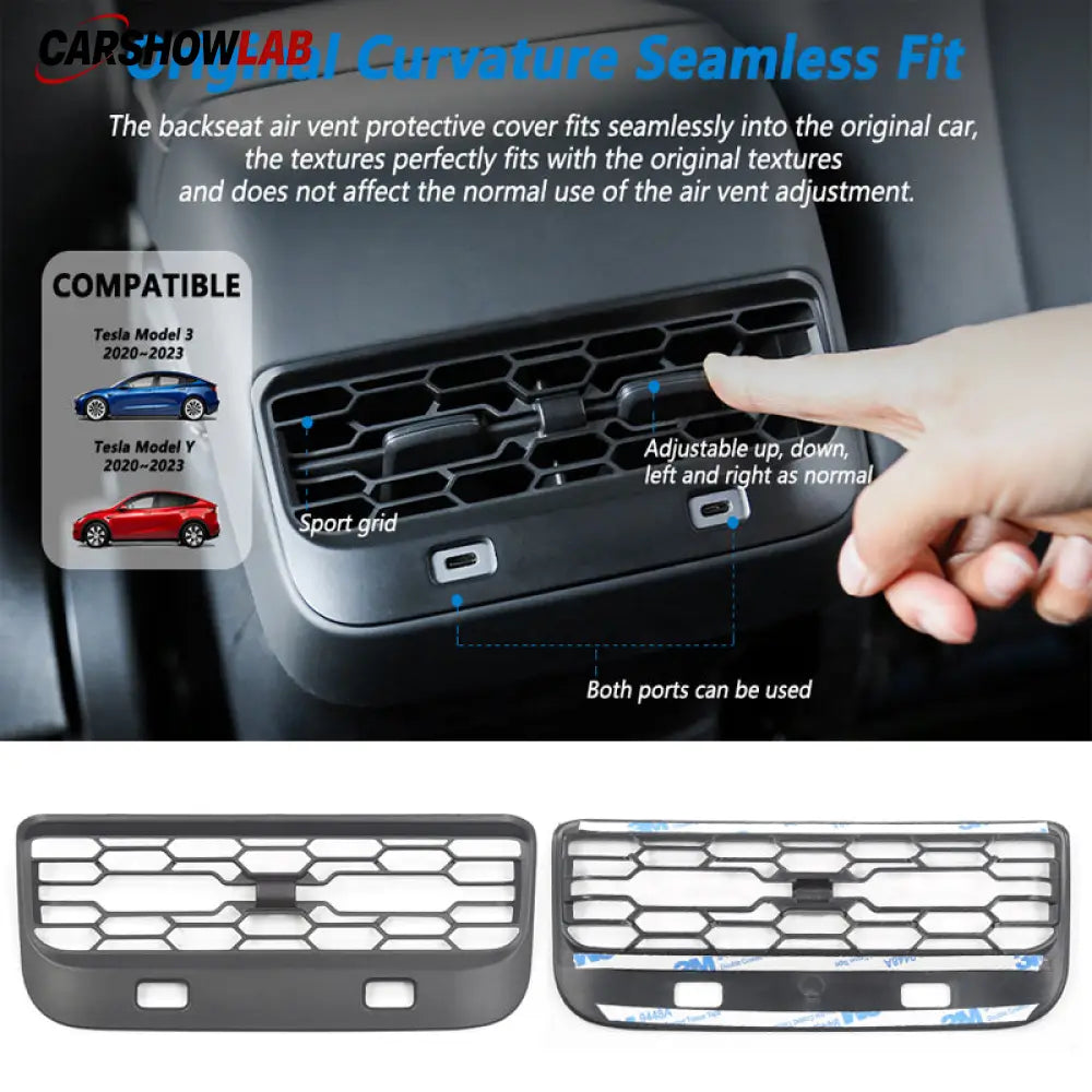 Anti-Clogging Rear Air Vent Cover for Tesla Model 3 & Model Y Accessories - Tesla Interior Accessories > Seat > Air