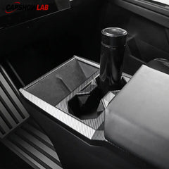 Carbon Fiber Cup Holder Panel for Cybertruck - Premium Interior Protection Trim - Matte Carbon Fiber - Tesla Interior