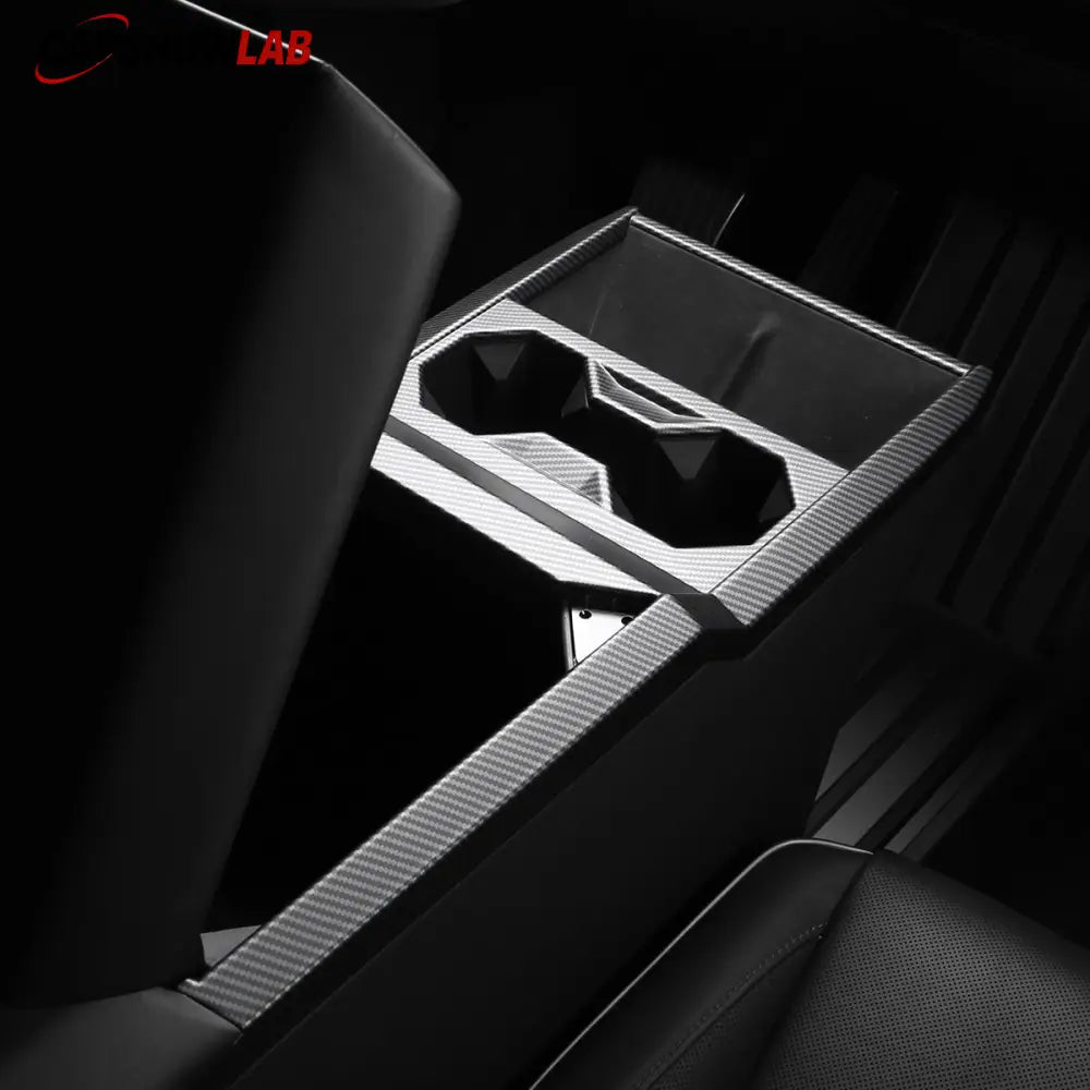 Carbon Fiber Cup Holder Panel for Cybertruck - Premium Interior Protection Trim - Matte Carbon Fiber - Tesla Interior