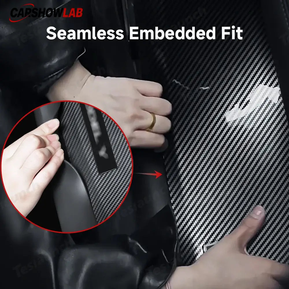 Carbon Fiber Door Sill Scuff Plates for 2025 Tesla Model Y Juniper | 8-Piece - 8-Piece Set - Tesla Interior